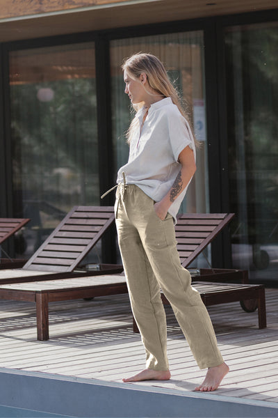 Pantalon décontracté pour femme en lin Natural 