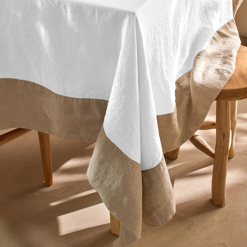 Nappe bicolore en lin sur mesure blanc