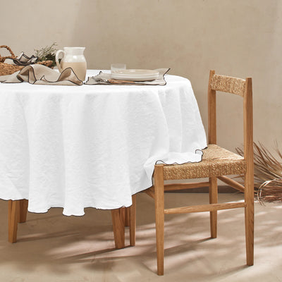 Nappe ronde en lin lavé "Bourdon" blanc optique