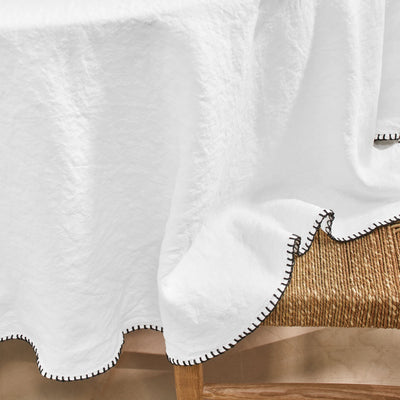 Nappe en lin ronde avec point de cheval blanc optique