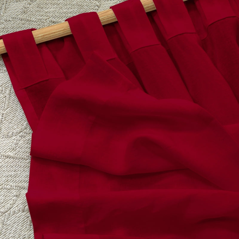 Rideau non doublé en lin sur mesure Bordeaux à pattes cachées