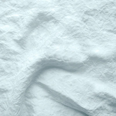 Swatch pour chemin de table en lin bordé "point de cheval" bleu glacier