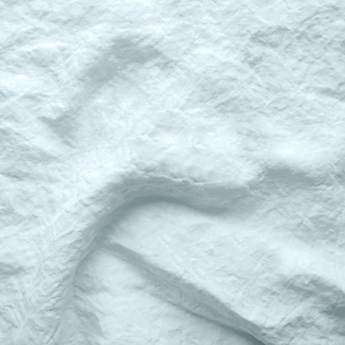 Swatch pour chemin de table en lin bordé "point de cheval" bleu glacier