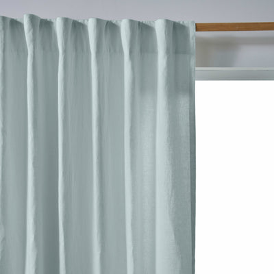 Rideau lin avec doublure cotton sur mesure Bleu Glacier