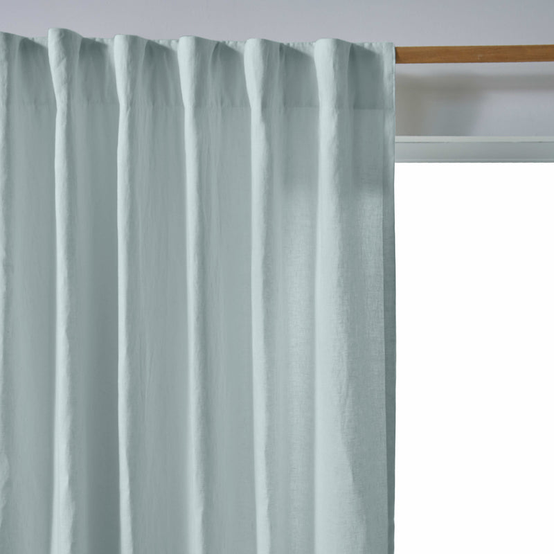 Rideau lin avec doublure cotton sur mesure Bleu Glacier