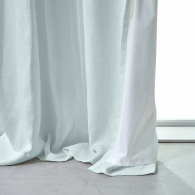 Rideau doublé en lin sur mesure Bleu Glacier