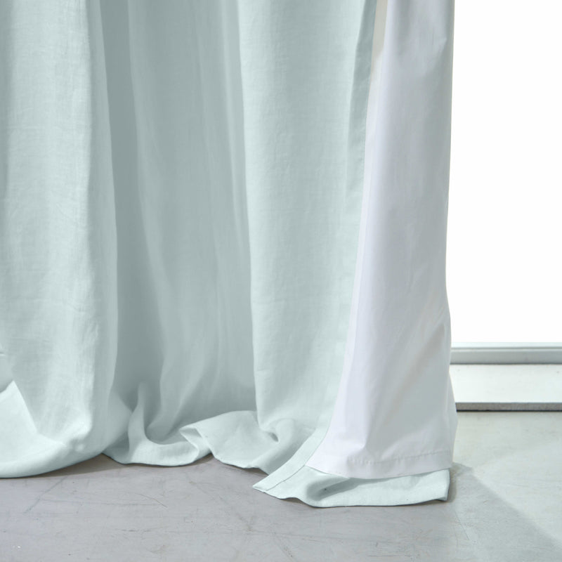 Rideau doublé en lin sur mesure Bleu Glacier