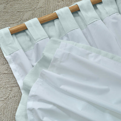 Rideau doublé en lin sur mesure Bleu Glacier à pattes cachées