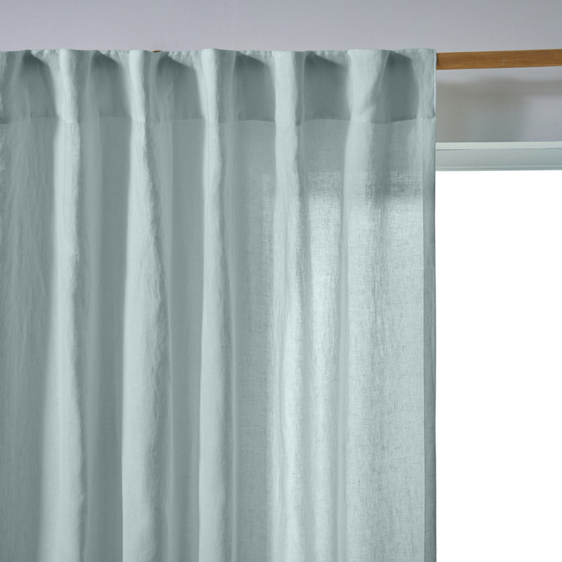 Rideau lin non doublé Bleu Glacier