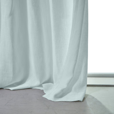Rideau lin lavé non doublé Bleu Glacier