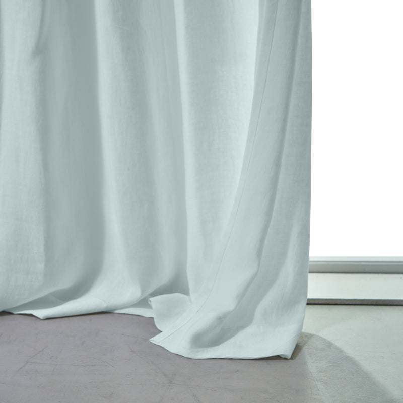 Rideau lin lavé non doublé Bleu Glacier