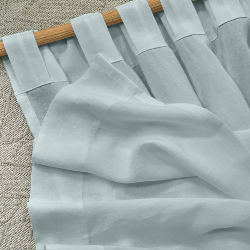 Rideau lin lavé à pattes cachées Bleu Glacier