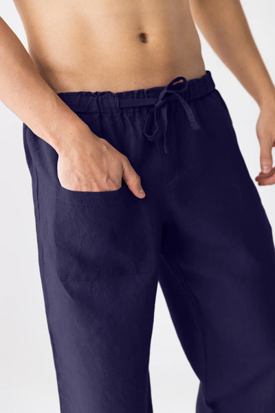 Pantalon en lin pour homme “Ronaldo” bleu nuit