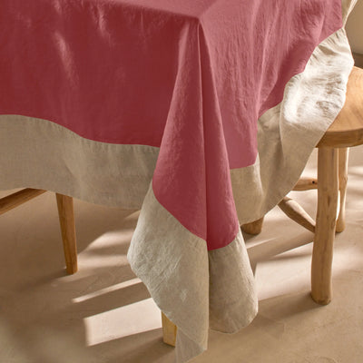 Nappe bicolore en lin sur mesure brique
