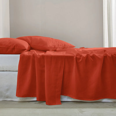 drap plat en lin Corail