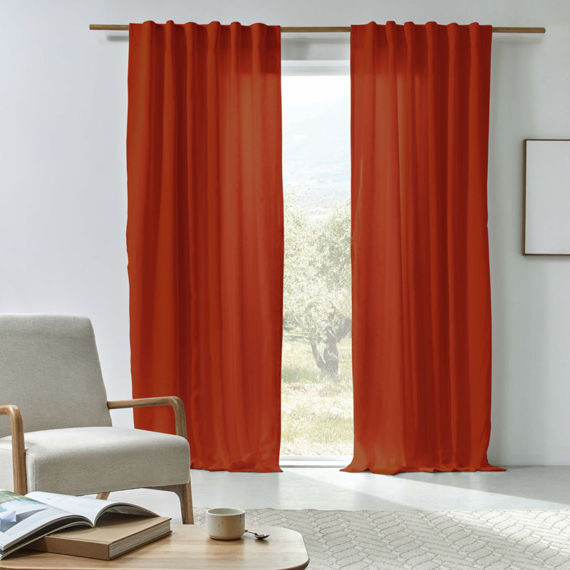 Rideau en lin doublé cotton sur mesure Corail