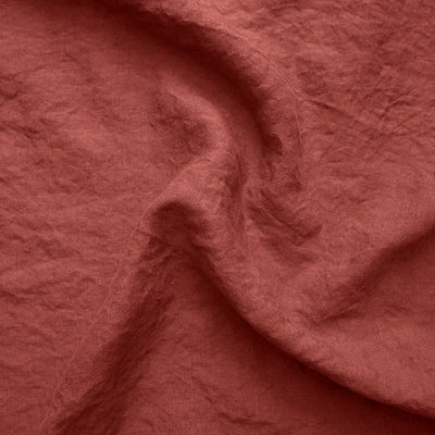Swatch pour chemin de table en lin bordé "point de cheval" rouge brique