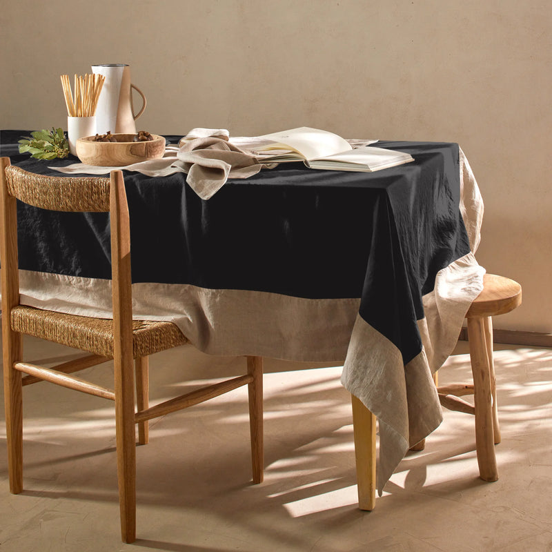 Nappe bicolore sur mesure en lin noir