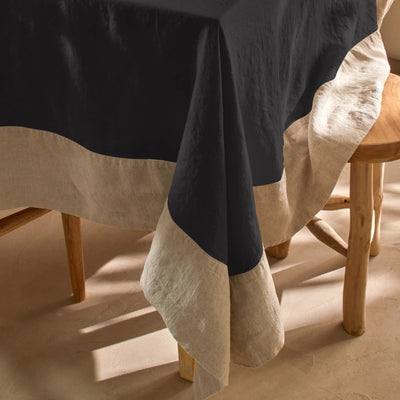 Nappe bicolore en lin sur mesure noir