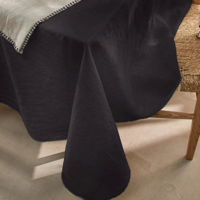 Nappe rect. en lin point de cheval noire