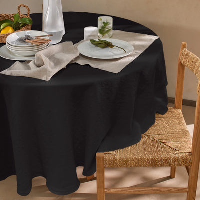Nappe en lin ovale sur mesure noire