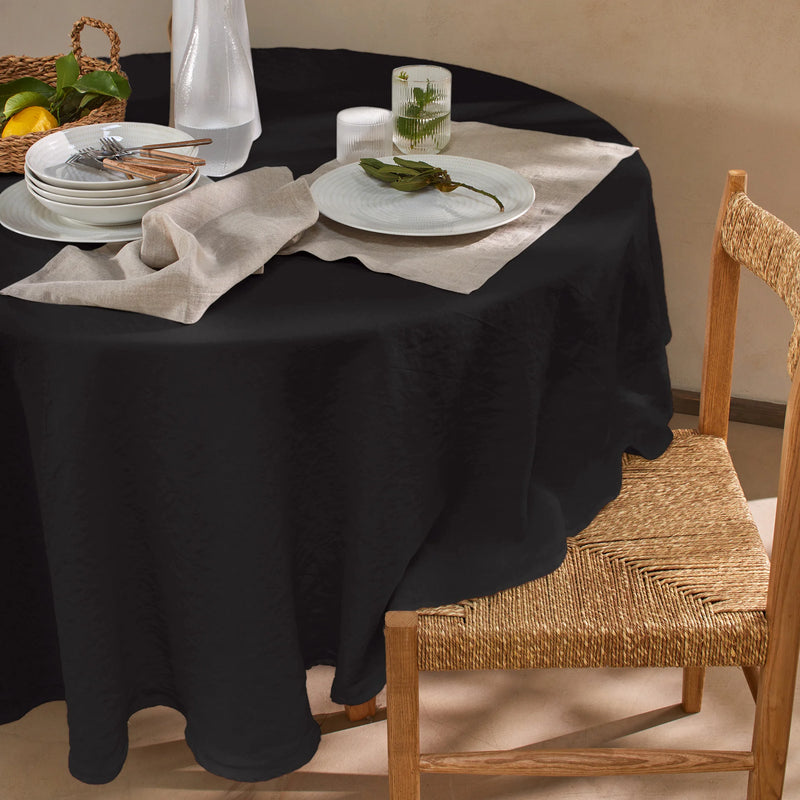 Nappe en lin ovale sur mesure noire