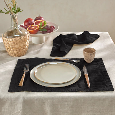 sets de table en lin encre noire