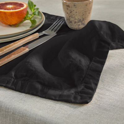 ensemble de 4 sets de table en lin lavé encre noire