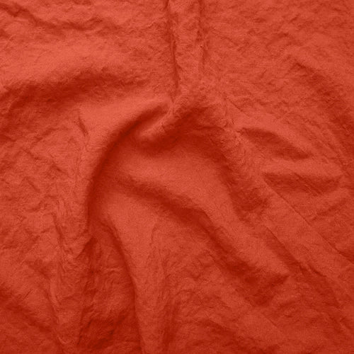 Swatch pour chemin de table en lin bordé "point de cheval" corail