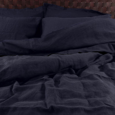 Bettdeckenbezug aus Leinen, nachtblau