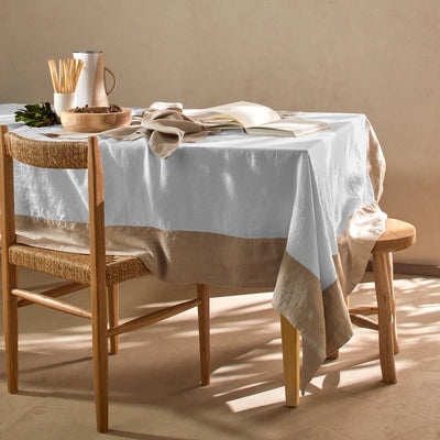 Nappe Pure Lin avec bordure contrastée gris minéral