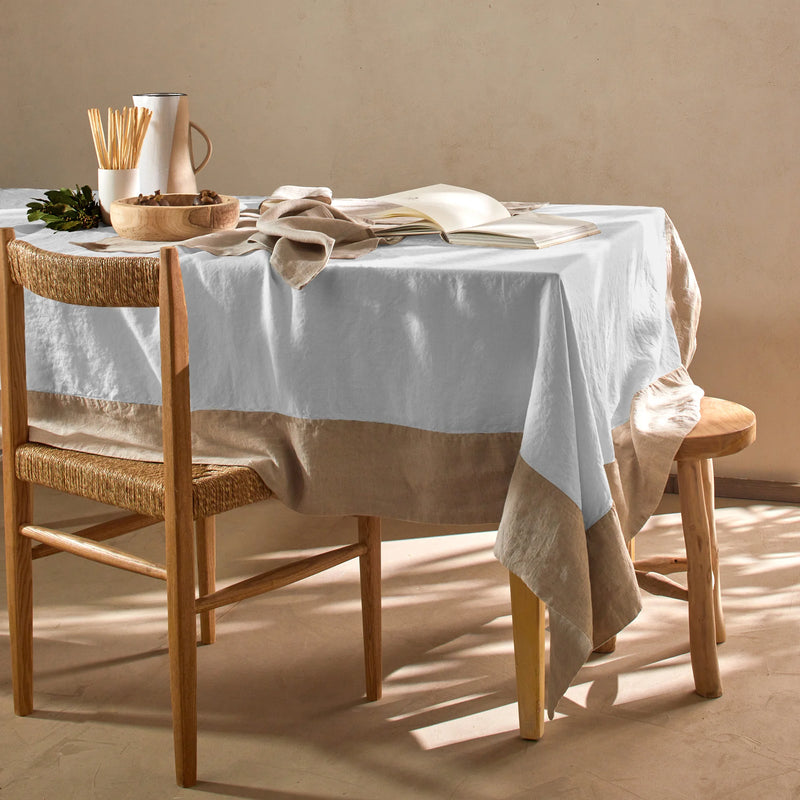 Nappe bicolore sur mesure en lin gris minéral