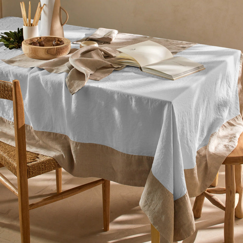 Nappe bicolore sur mesure en lin lavé gris minéral