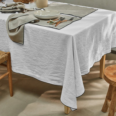 Nappe en lin point "Bourdon" gris minéral