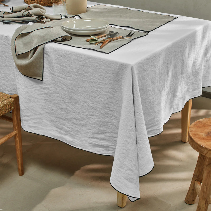 Nappe en lin point "Bourdon" gris minéral