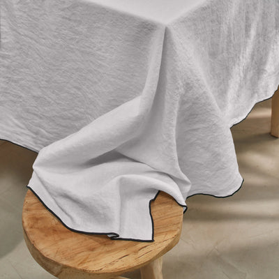 Nappe point "Bourdon" en lin gris minéral