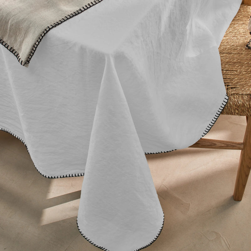Nappe rect. en lin point de cheval gris minéral