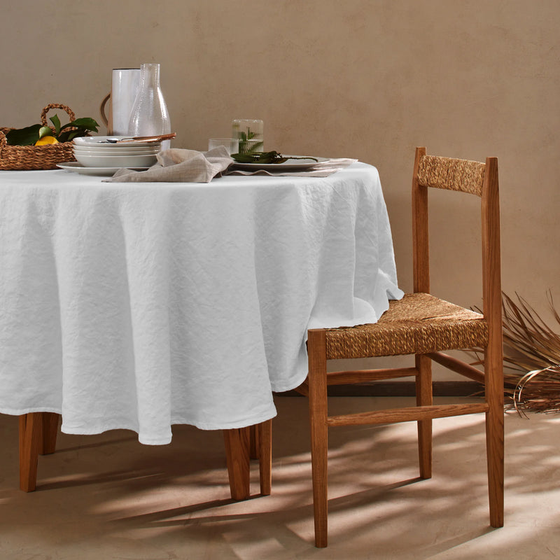 Nappe en lin lavé ovale sur mesure gris minéral