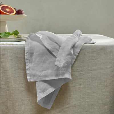 Serviettes de table simples en lin  gris minéral