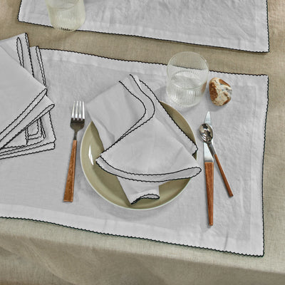 sets de table crochetés en lin gris minéral