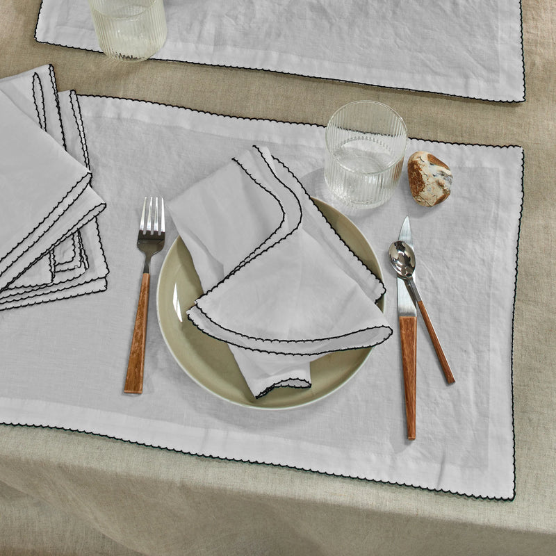 sets de table crochetés en lin gris minéral