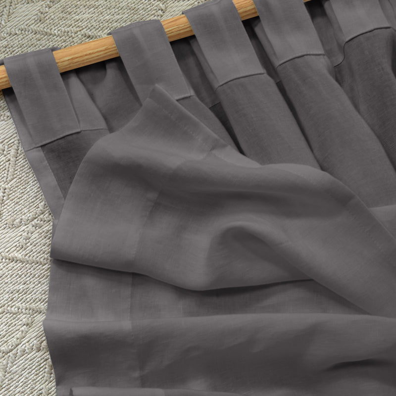 Rideau non doublé en lin sur mesure Gris Plomb à pattes cachées