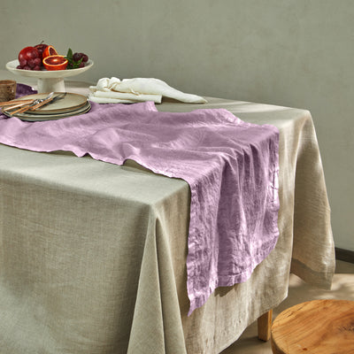 chemin de table basique 100% Lin lilas