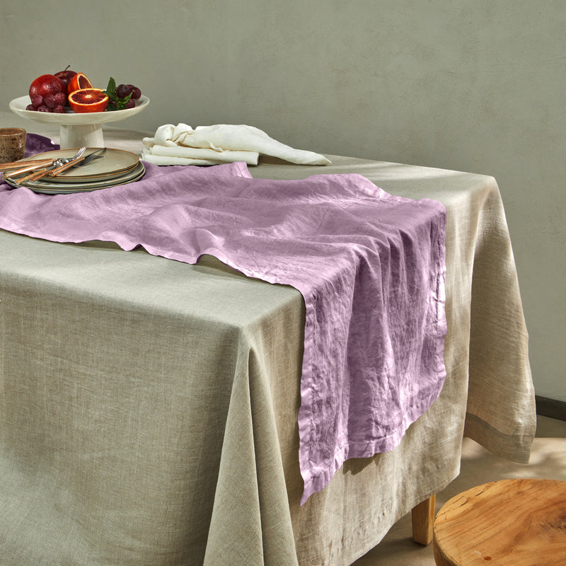 chemin de table basique 100% Lin lilas