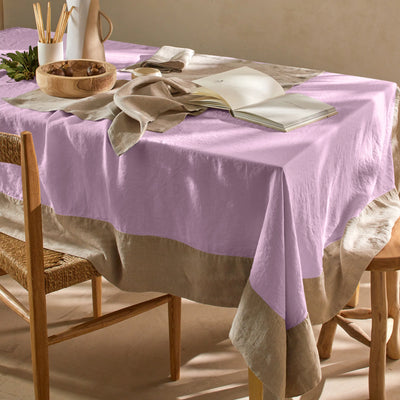 Nappe bicolore en lin lavé lilas