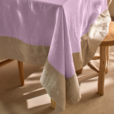 Nappe Pure Lin avec bordure contrastée lilas