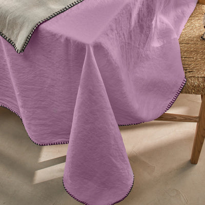 Nappe rect. en lin point de cheval lilas