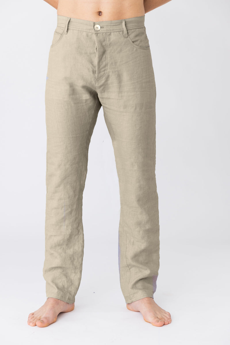 Pantalon en lin français “Flavio” naturel  4 