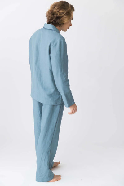 Pyjama en lin pour hommes doux bleu-francais 12 #colour_bleu-francais