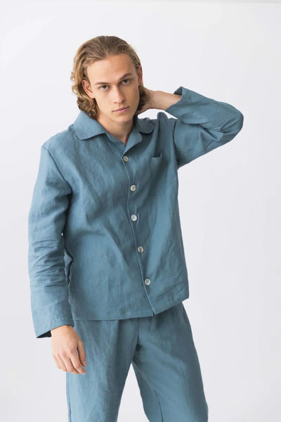 Pyjama en lin pour hommes "Diego" bleu-francais 11 #colour_bleu-francais